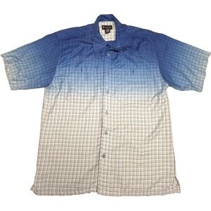 Vintage Paco Jeans Mens Shirt Size Large Blue Button Up Sport Short Sleeve